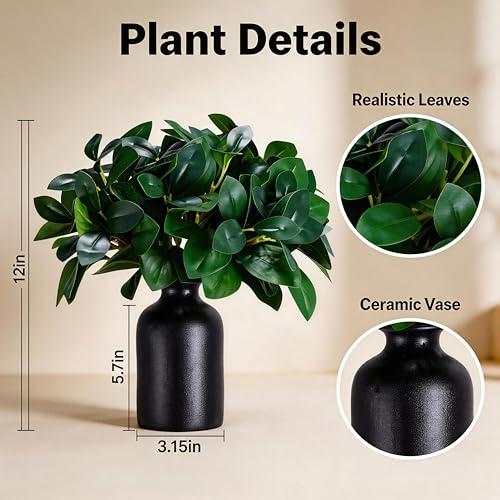 12 Artificial Plant Indoor Small Fake Plants Eucalyptus Stems With Vase