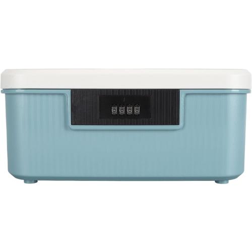 Lockable Storage Container Bin, 9L Capacity Combination Lockable Storage Box Heavy Duty Plastic Trunk with Lock for Office School Home Files Document Organizer (Grey) (White) (Blue)