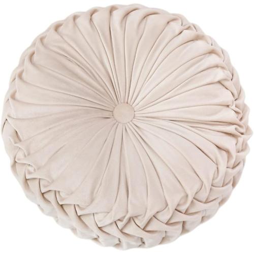 Baiyuruodie Round Velvet Pillow, Sofa Bed Bedroom Decorative Throw Pillow (38cm, Creamy-White)