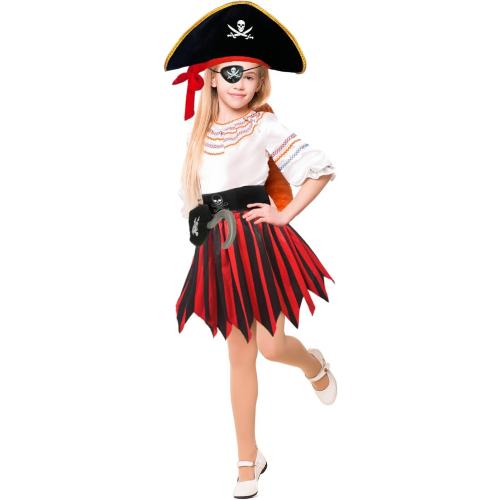 MEDIUM 5Pcs Pirate Costume Kids,Girls Pirate Costumes Halloween Pirate Dress Up Pirate Accessories for Kids Gift