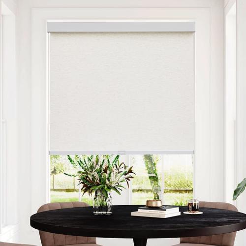 Persilux Cordless Shades for Windows, Light Filtering Roller Blinds for Windows (Cream 33 W x 72 H) Natural Woven Fabric Free-Stop Thermal Insulation Privacy Roller Window Blinds for Windows, Home