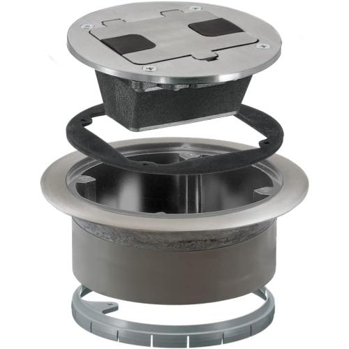 TRADESELECT RF406ALU Floor Box Cover with 15A 125V Outlet Included, Aluminum