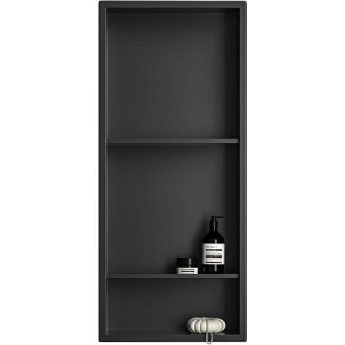 Stainless Steel Shower Niche Matte Black 30 X 12 W/ 3-Tier Shelf | Recessed shower niche no tile needed,space-saving,vertical niche, silver bathroom niche shower for shampoo & soap storage