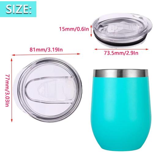 12oz stemless wine tumbler lid replacement (4 Pack)，2.9 inch diameter spill proof，for Sivaphe and Corkcicle Double-wall Stainless Steel Travel Coffee Mug