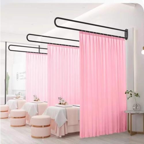 Partition Curtain Rod, U-Shape Room Divider, Metal Support Wall Mounted Privacy Partition Rod, Curtains DIY (Black, 6.56ft)