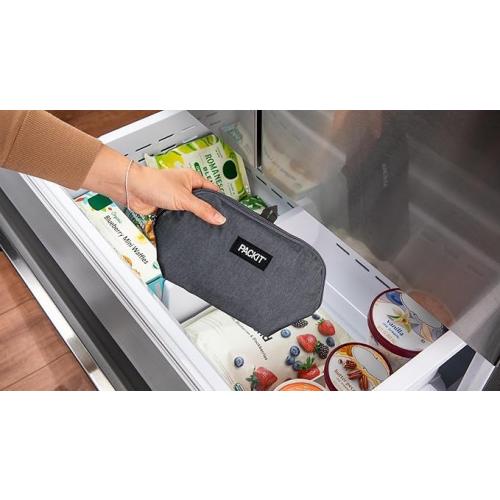 PackIt® Freezable Snack Bag, Gray Fog, Built with ECOFREEZE® Technology, Foldable, Reusable, Zip Closure, Designed For Keeping Snakcs Fresh On the Go, and Adults of all Ages