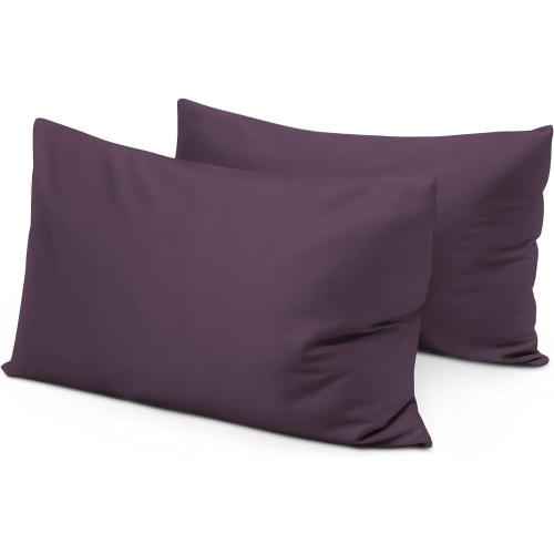 Egyptian Cotton 600TC Envelope Travel Pillowcases 14x20 inches - Pillow Cases Set of 2, Super Soft Pillow Cases Envelope Closure Plum Solid