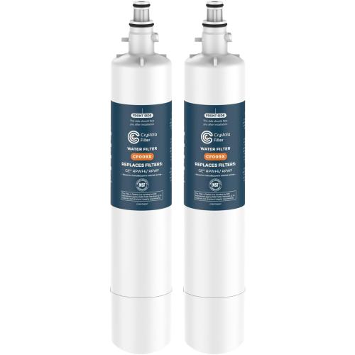 Crystala Filters Replacement for GE® RPWFE, RPWF (with CHIP) Refrigerator Water Filter, Compatible with WSG-4, WF277, GFE28GMKES, PFE28KBLTS, GYE22HMKES, DFE28JSKSS, GFE28GYNFS, GFD28GYNFS, 2 Pack