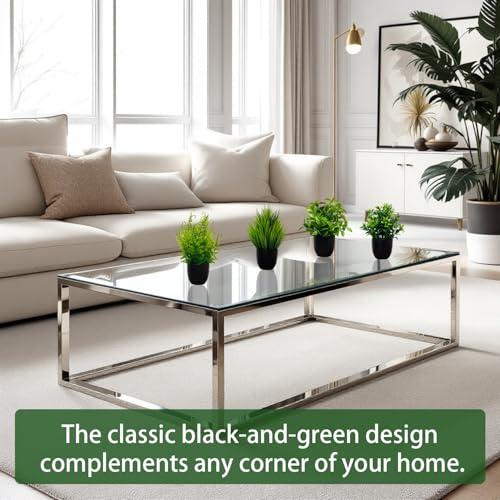 4 Pack Artificial Plants in Black Pot - Fake Mini Potted Plants with Eucalyptus & Fern - Faux Plants for Home, Bathroom, Office, Indoor Decor