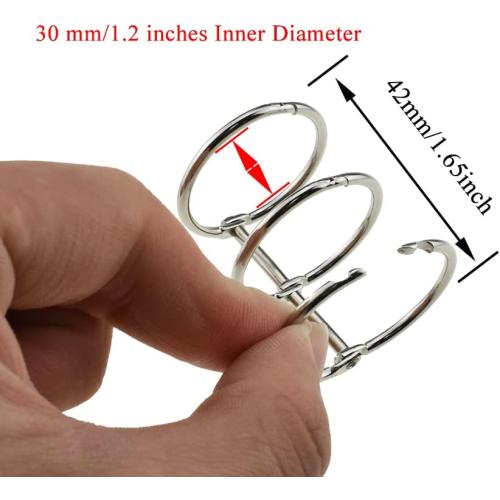 HAHIYO 4Pcs Silver 30mm/1.2inch Inner Diameter Metal 3 Rings Loose Leaf Binders Book Rings Snap Split Hinged Stainless Steel Binder Rings for DIY Travel Diary Notebook Photo Album Binding Spines Comb