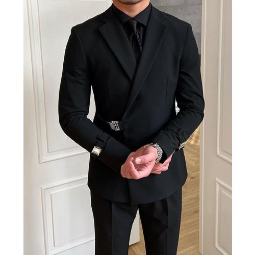 Size 38 Men's 2 Piece Suit with Metal Clasp Slim Fit Suit Stylish Business & Casual Tuxedo Suit
