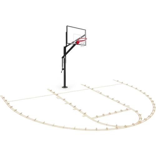 Reusable Basketball Court Marking Kit Foldable Design Basketball Court Stencil Kit for Concrete, Asphalt, Tiles, Driveway or Backyard - No Paint Included