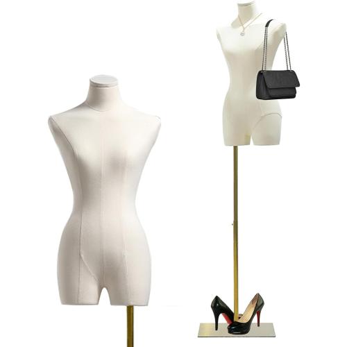 Female Mannequin Dress Form Torso, 47-83 Height Adjustable Display Mannequin Body with Metal Stand, Retro Manikin for Sewing Clothing Jewelry Market Shop (White, A)