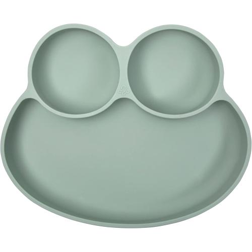 Abiie Octopod Frog Silicone Plates with Suction - Spill Proof, Easy to Clean - BPA-Free Bowl - Suction Plates for Baby and Toddler - Training & Feeding Divided Grip Dish (Sage Green)