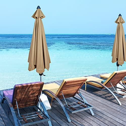 Replacement Umbrella Canopy for 10ft 6 Rib Patio Umbrella Fabric Replacement Outdoor Market Umbrella Top (Canopy Only)(Tan)