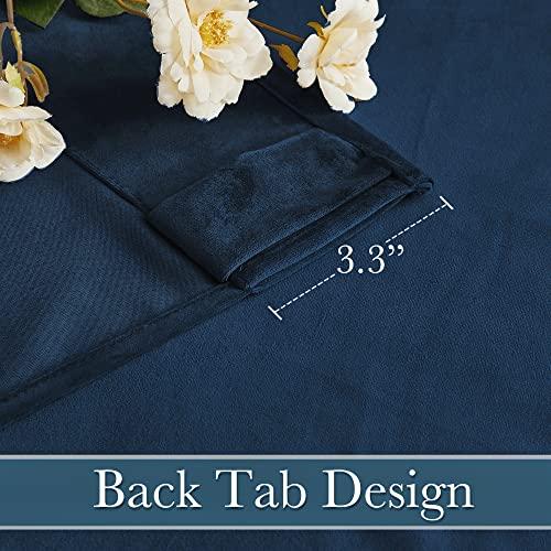 RYB HOME Navy Blue Velvet Blackout Curtains 96 inches Bedroom Living Room