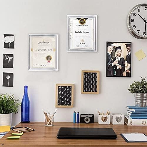 Memory Island 8.5x11 Diploma Document Frames,Real Glass Fronts, 4 Pack Silver Certificate Frames for Wall Or Tabletop Display,Diploma Frames For Degree Award