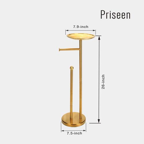 Toilet Paper Holder Stand with Phone  (Gold)