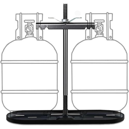 RV Dual Propane Tank Cylinder Rack for Camper and Travel Trailer for 20lb Tanks, Black,