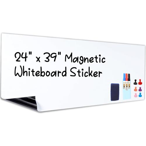 HAMIGAR Magnetic Whiteboard Contact Paper 24 x 39 Dry Erase White Board Sticker for Wall Stick on White Board Peel and Stick Wallpaper Adhesive Poster with Marker, Magnetic Eraser and Magnets