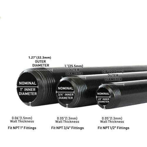 GeilSpace 6 Pack 18 Pre-Cut Black Metal Pipe, Industrial Steel Fits Standard Three Quarters Inch Black Threaded Pipes and Fittings - Vintage DIY Industrial Shelving (3/4 × 18)