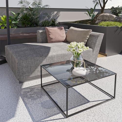 Size26.4 x 26.4 x 15.7 Inches  Color Black Glass Coffee Tables for Living Room Square Modern Center Table for Small Space,Tempered Glass-top with Sturdy Metal Frame Sofa Side End Table, Easy Assembly,26.4 x 26.4 x 15.7 Inches, Gray Black