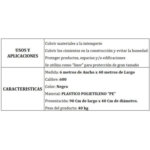 Generic Black Plastic Roll 6mts Wide X 40mts Long C-600, rollomini6x40
