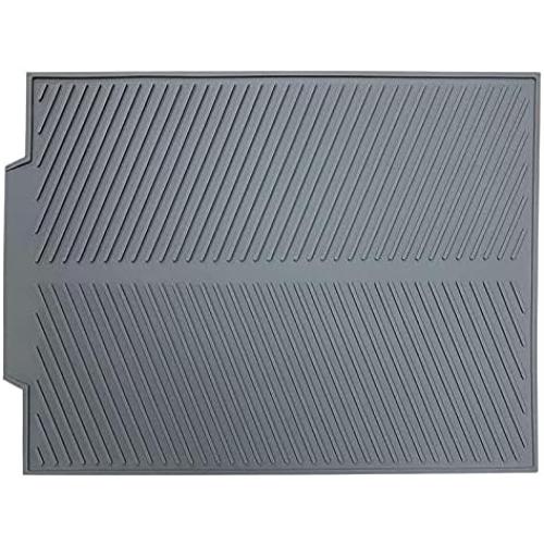 Silicone Dish Drying MatBuilt-in Drain Lip, Easy Clean Reusable Sink Mat, Flexible Heat-resistant Dish Drain Kitchen Counter, Eco-friendly Hot Pot Holder Trivet(Grey, 17 x 13), Grey-slope