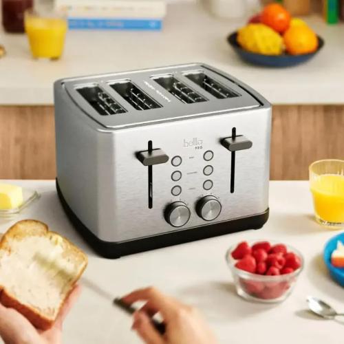 Silver Stainless Steel 4-Slice Toaster with Extra Wide Slots by bella PRO