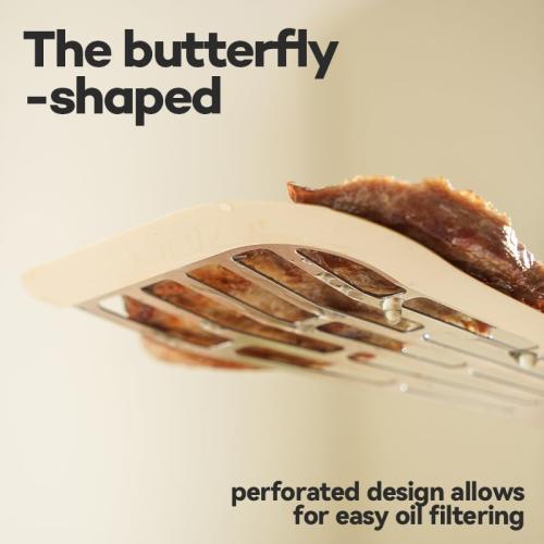 Silicone Fish Spatula Flexible Curved Edge Slotted Turner for Non-Stick Cookware Egg Pancake Flipper with Heat Resistant Nylon Handle