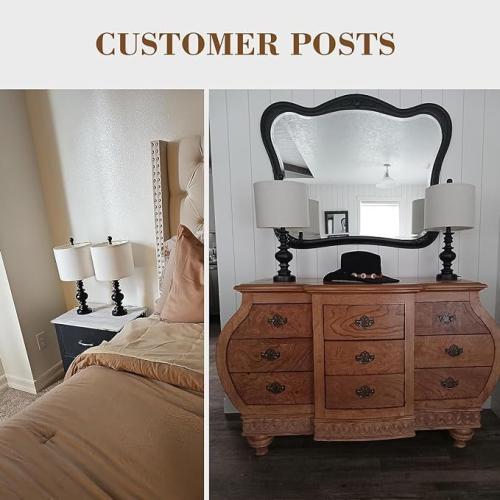 BOBOMOMO 20 Table Lamp Set of 2 for Bedroom Living Room Vintage Rustic Traditional Nightstand Bedside Lamps（Suitable for Decorating Small Areas）