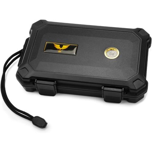 Bald Eagle Cigar Humidor Box, Travel Humidor with Humidifier Hygrometer, Portable Case for 5 Cigars, Waterproof | Crushproof | Airtight
