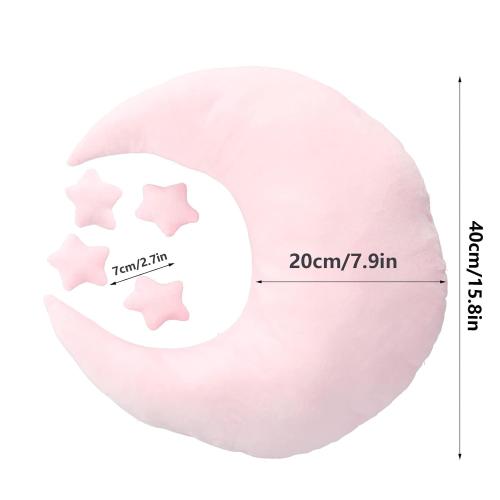 Newborn Photography Props, Crescent Moon Pillow for Newborns, Soft Newborn Photography Posing Pillowswith Moon and Star Celestial Decor for Infant Photography (Pink)