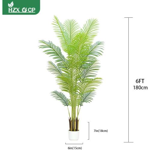 6FT Artificial Palm Tree Indoor with White Pot, Realistic Leaves, 15 Trunks Adjustable Branches, Tall Faux Fake Palm Plant, Ideal for Living Room Bedroom Office Home Interior Aesthetic Decor