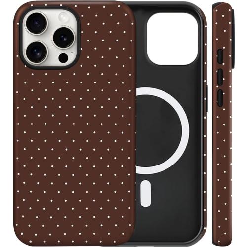 Magnetic for iPhone 15 Plus Case Cute Polka Dot Phone Case, Brown