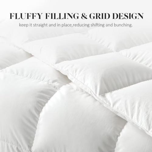 WhatsBedding Feather Down Fiber Comforter King Size,Duvet Insert King Filled with Feather and Down Fiber, All Season White Luxury Bed Comforter,Ultra Soft 100% Cotton 106x90