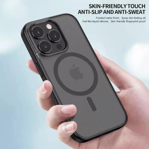 Compatible with iPhone 14 Pro Max Case, [Military Grade Drop Tested] [Compatible with MagSafe] Shockproof Protective Translucent Matte Hard Back Slim Case Cover (Magnetic Case-Frosted Black)
