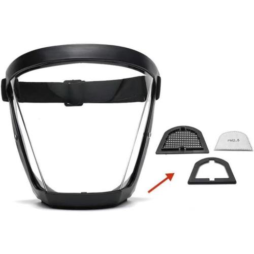 Color Black Super Protective Face Shield Anti-Fog Full Face Safety Shield Unisex All-Inclusive Face Protection with Detachable Flter (Black)