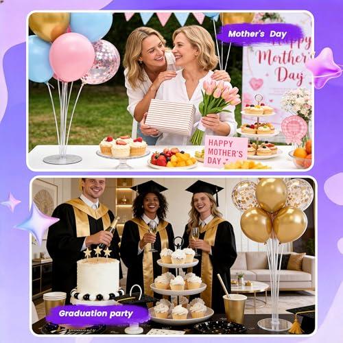 JOYYPOP 4 Sets Balloon Stand Kit For Table, Balloon Sticks with Bases