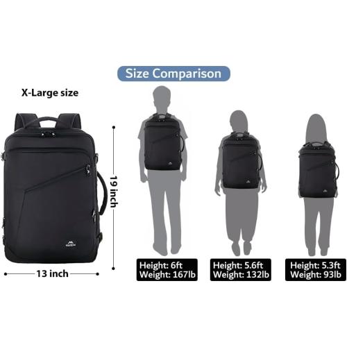 MATEIN Carry on Backpack, Extra Large Travel Backpack Expandable Airplane Approved Weekender Bag for Men and Women, Water Resistant Lightweight Daypack for Flight 40L, Black