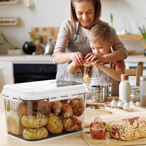 Olimingse Bread Box For Kitchen Countertop, Airtight Bread Storage Container, Bread Keeper For Homemade Bread, Cookies, Cereal, Fruits, 10L White.