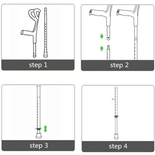 Lightweight Foldable Forearm Crutch, Aluminum Walking Stick,Height Adjustable, Ergonomic Handle with Comfortable Grip 2ZG-02BM (Black)