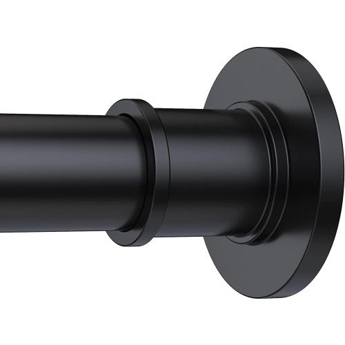 BRIOFOX Industrial Shower Curtain Rod - Rustproof Non-Slip 27-43 Inch Stainless Steel Tension Curtain Rod for Window or Bathroom, Matte Black