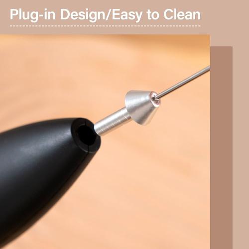 Cordless Electric Milk Frother - Handheld Battery-Powered Foam Maker for Coffee, Latte, Hot Chocolate | 15s Quick Frothing, Detachable & Quiet, with Stainless Steel Stand (Black)