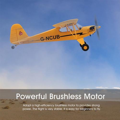 RC Plane Upgrade 5 Channels 3D/6G J3-CUB RC Airplane for Adults 1406 Brushless Motor Outdoor Stunt RC Glider with Spare Propeller and 2 Batteries (Yellow)