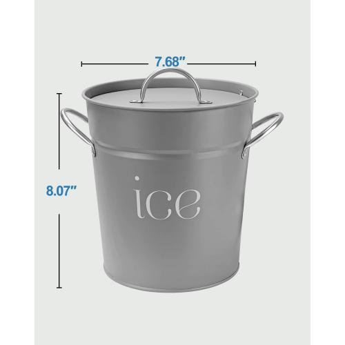 3 Qt Gray Galvanized Ice Bucket with Lid, Scoop and Handles, Insulated | Double-layer insulated ice bucket with galvanized inner layer for wine, champagne, cocktails, parties, BBQs and outdoor use.