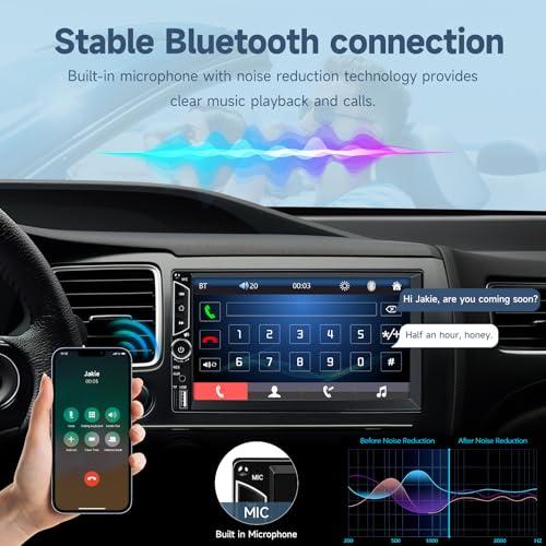 Leadfan 7inch Car Stereo Double Din Radio Touchscreen with Backup Camera Multimedia Car Audio Support Mirror Link, Bluetooth Caller ID, FM/MP3/MP4/USB/Subwoofer,Aux Input Car Audio Receivers