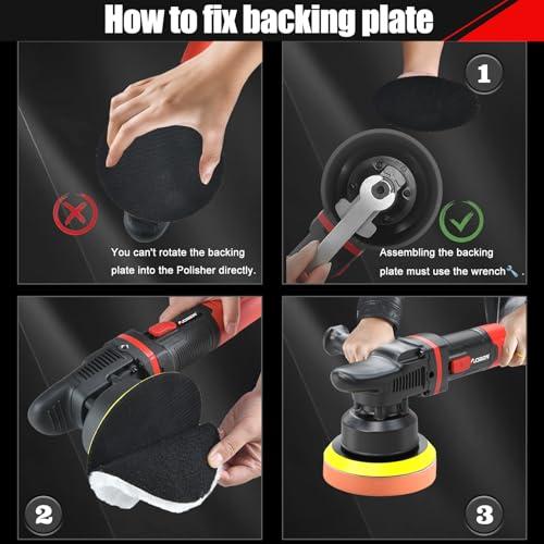 AOBEN Car Buffer Polisher,6 inch Dual Action Polisher,Random Buffer Polisher kit with 6 Variable Speed 1000-4500rpm,Detachable Handle,4 Buffing Pads for Car Detailing Polishing and Waxing