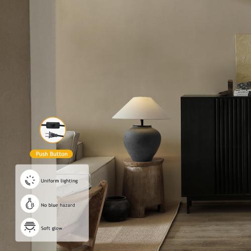 Black and Cream Farmhouse Table Lamps Black 18.8 Tall Ceramic Table Lamp Rustic Southwestern Clay Pot Ceramic Lampshade with Fabric Shade Bedside Nightstand for Living Room Bedroom House Office Entryway (Black)