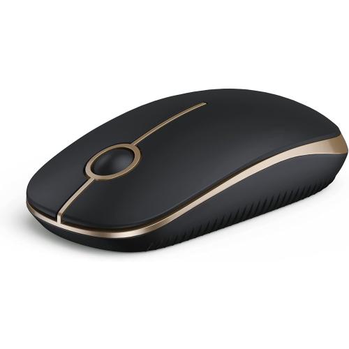 VssoPlor Wireless Mouse, 2.4G Slim Portable Computer Laptop Mouse with Nano Receiver Quiet Silent Optical Mice for Notebook, PC, Laptop, Computer-Black and Gold